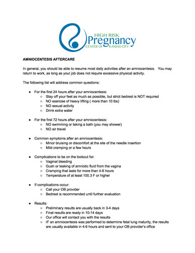 Amniocentesis Aftercare